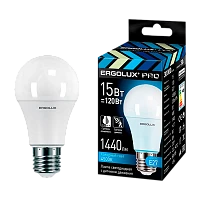 Лампа светодиодная Ergolux A60 E27 15W 4500К 220-240V груша с датчиком движения матовая (1/10/100)