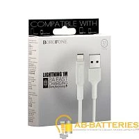 Кабель Borofone BX1 USB (m)-Lightning (m) 1м 2.0A ПВХ белый (1/50/200)