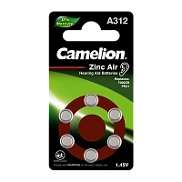 Батарейка Camelion ZA312 BL6 Zinc Air 1.45V 0%Hg (6/60/600/3000)