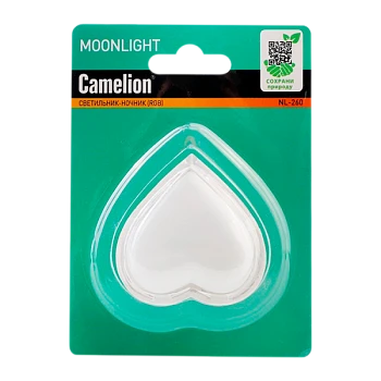 Ночник Camelion NL-260 "сердце RGB" 220V в розетку LED (1/30/120)
