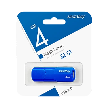 Флеш-накопитель Smartbuy Clue 4GB USB2.0 пластик синий 