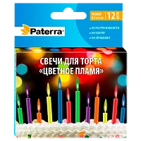 Свечи для торта "Цветное пламя", 12 шт. в уп., PATERRA (1/22)