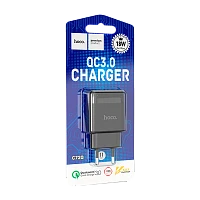 Сетевое З/У HOCO C72Q 1USB 2.4A 18W QC3.0 черный (1/36/216) 