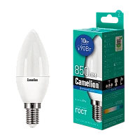 Лампа светодиодная Camelion C35 E14 10W 6500К 170-265V свеча матовая (1/10/100)