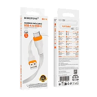 Кабель Borofone BX118 USB (m)-Type-C (m) 1м 3.0A ПВХ белый (1/360)