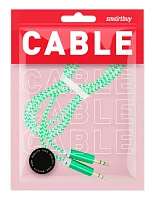 Кабель AUX Smartbuy Jack 3.5mm (m)-Jack 3.5mm (m) 1м нейлон зеленый (1/100) 