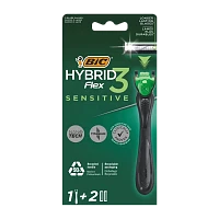 Бритва BIC "Flex 3 Hybrid SENSITIVE" 3 лезвия 2 кассеты (1/10)