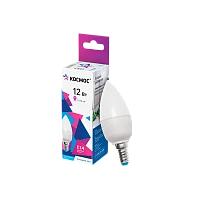 Лампа светодиодная Космос CN E14 12W 6500К 174-265V свеча матовая (1/10/80)