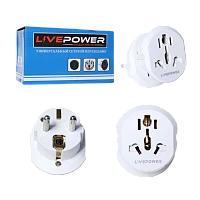 Сетевой переходник Live Power K1616 универсальный 1р.С/З белый (1/20/400)