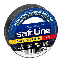 Изолента Safeline 15мм*10м ПВХ черный (10/250)