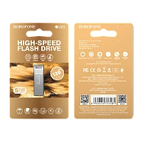 Флеш-накопитель Borofone Nimble BUD1 128GB USB2.0 металл серебряный (1/40/320)