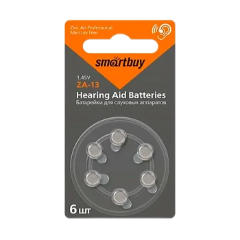 Батарейка Smartbuy ZA13 BL6 Zinc Air 1.45V (6/60/600/3000)