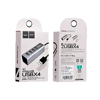 USB-Хаб HOCO HB1 4USB USB (m) серебряный (1/12/120)