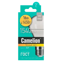 Лампа светодиодная Camelion A60 E27 16W 3000К 220V груша матовая (1/10/100)