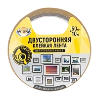 Клейкая лента Aviora 50мм*10м двусторонняя ПП 0.11мм прозрачный (1/36)