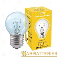 Лампа накаливания Старт E27 60W 230V шар ДШ прозрачная (1/100)