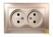 Розетка Smartbuy 2-местная без заземления 10А шампань, "Венера"