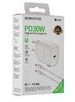 Сетевое З/У Borofone BA84A Type-C 30W PD,QC с кабелем Type-C белый