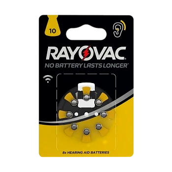 Батарейка Rayovac ACOUSTIC ZA10 BL8 Zinc Air 1.45V 0%Hg (8/80/800)