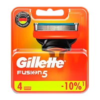 Сменные кассеты Gillette "FUSION" 5 лезвий 4шт. (цена за 1 шт) в картонной упаковке (4/40)
