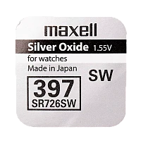Батарейка Maxell 397 (SR726SW) BL1 Silver Oxide 1.55V 0%Hg (1/10/100)