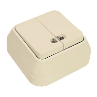 Выключатель Makel Light Siva Ustu 2-клав.10A пластик накладной кремовый 45223 (1/10)