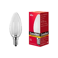 Лампа накаливания Camelion E14 40W 220V свеча матовая (1/100)