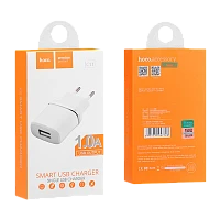 Сетевое З/У HOCO C11 1USB 1.0A белый (1/10/100)