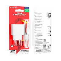 Сетевое З/У Borofone BAS12A 1USB 3.0A 18W QC3.0 с кабелем Type-C белый (1/48/192)
