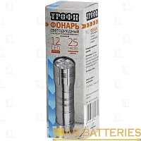 Фонарь универсальный Трофи TM12 3.7W 12LED от батареек серебряный в блистере (1/20/180)