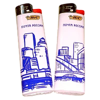 Зажигалка кремниевая BIC J3 "Почта России" белый синий (50/600)