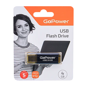 Флеш-накопитель GoPower HIT 4GB USB2.0 металл черный 