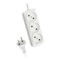 Удлинитель Космос 3р.Б/З 6A 1.5м ШВВП 2x0.75мм² белый (1/60)