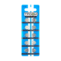 Батарейка Трофи G10/LR1130/LR54/389A/189 BL10 Alkaline 1.55V (10/200/1600)