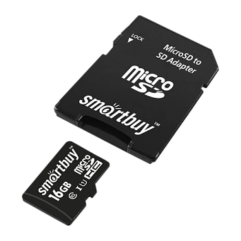 Карта памяти microSD Smartbuy 16GB Class10 UHS-I (U1) 10 МБ/сек без адаптера