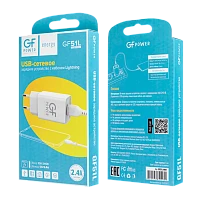 Сетевое З/У GFPower GF51L 1USB 2.4A с кабелем Lightning белый (1/120/480)