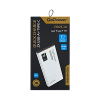Внешний аккумулятор GoPower PB03-10 10000mAh 3.0A 22.5W 2USB/Type-C белый (1/50)