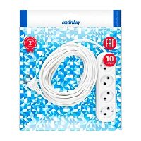 Удлинитель Smartbuy 4р.Б/З 10A 10.0м ПВС 2x1мм² белый