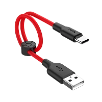 Кабель HOCO X21 Plus USB (m)-Type-C (m) 0.25м 2.4A силикон черный красный (1/30/300)
