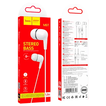 Наушники внутриканальные HOCO M97 с микр. Type-C белый (1/420)