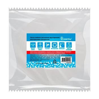 Скотч Smartbuy 30мм*3м двусторонний многоразовый прозрачный (1/12)