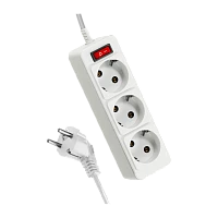 Удлинитель Космос 3р.С/З 10A 3.0м с выкл. ПВС 3x0.75мм² белый (1/30)