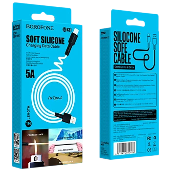 Кабель Borofone BX31 USB (m)-Type-C (m) 1м 3.0A силикон белый