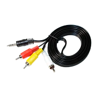 Кабель Atcom AT7320 3xRCA (m)-TRRS 3.5mm (m) 1.8м силикон черный в пакете (1/50/250)