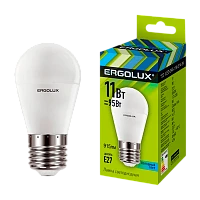 Лампа светодиодная Ergolux G45 E27 11W 4500К 172-265V шар (1/10/100)