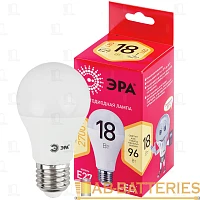 Лампа светодиодная ЭРА A65 E27 18W 2700К 220-240V груша RED LINE (1/10/100)