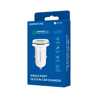 Автомобильное З/У Borofone BZ12A 1USB 3.0A QC3.0 белый (1/44/176)