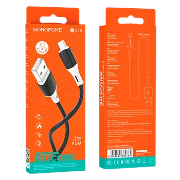 Кабель Borofone BX79 USB (m)-microUSB (m) 1м 2.4A силикон черный (1/360)