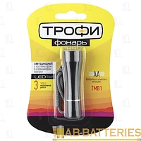 Фонарь универсальный Трофи TMB1 1W 1LED от батареек черный (1/24/144)