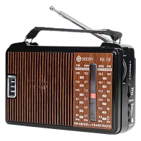 Радиоприемник DEESPI RE-18/608 пластик AM/FM/SW/AUX коричневый (1/40)